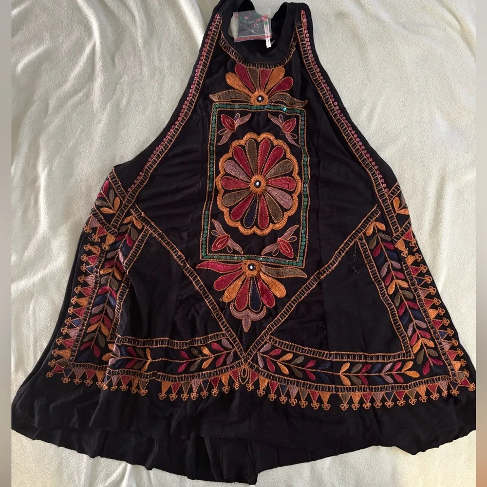 Free People Isabella Embroidered Jersey Tank SMALL - Picture 6 of 6